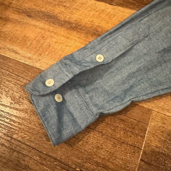 Quacker Factory Blue Denim Chambray Farmhouse Cottage Button-Up Shirt M READ - Picture 4 of 16